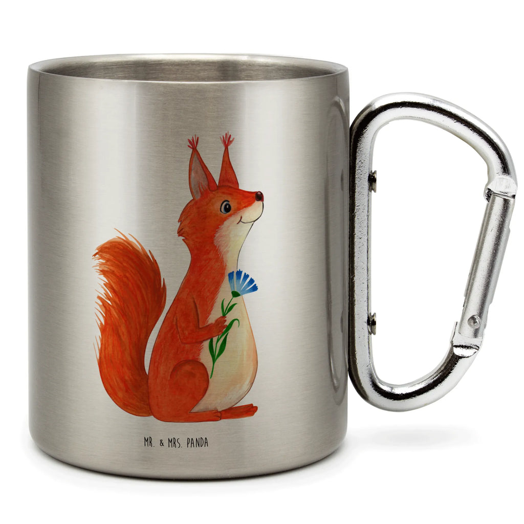 Edelstahlbecher Eichhörnchen Blume Edelstahltasse, Karabiner, Edelstahlbecher, Outdoor, Camping, Tasse, Becher, Tiermotive, Gute Laune, lustige Sprüche, Tiere, Eichhörnchen, Eichhorn, Spruch positiv, Lachen, Spaß, Motivation Sprüche, Motivation Bilder, glücklich Spruch, Spruch Deko