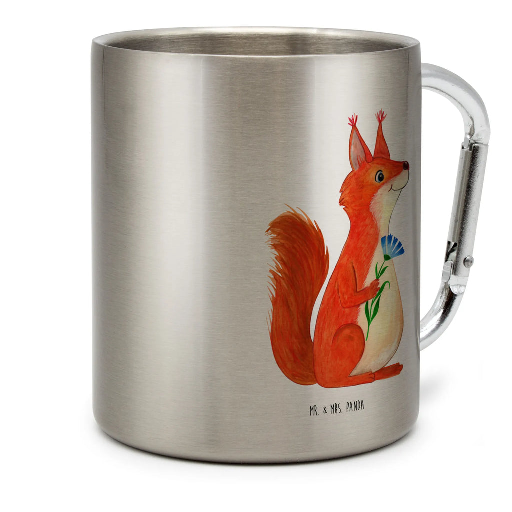 Edelstahlbecher Eichhörnchen Blume Edelstahltasse, Karabiner, Edelstahlbecher, Outdoor, Camping, Tasse, Becher, Tiermotive, Gute Laune, lustige Sprüche, Tiere, Eichhörnchen, Eichhorn, Spruch positiv, Lachen, Spaß, Motivation Sprüche, Motivation Bilder, glücklich Spruch, Spruch Deko