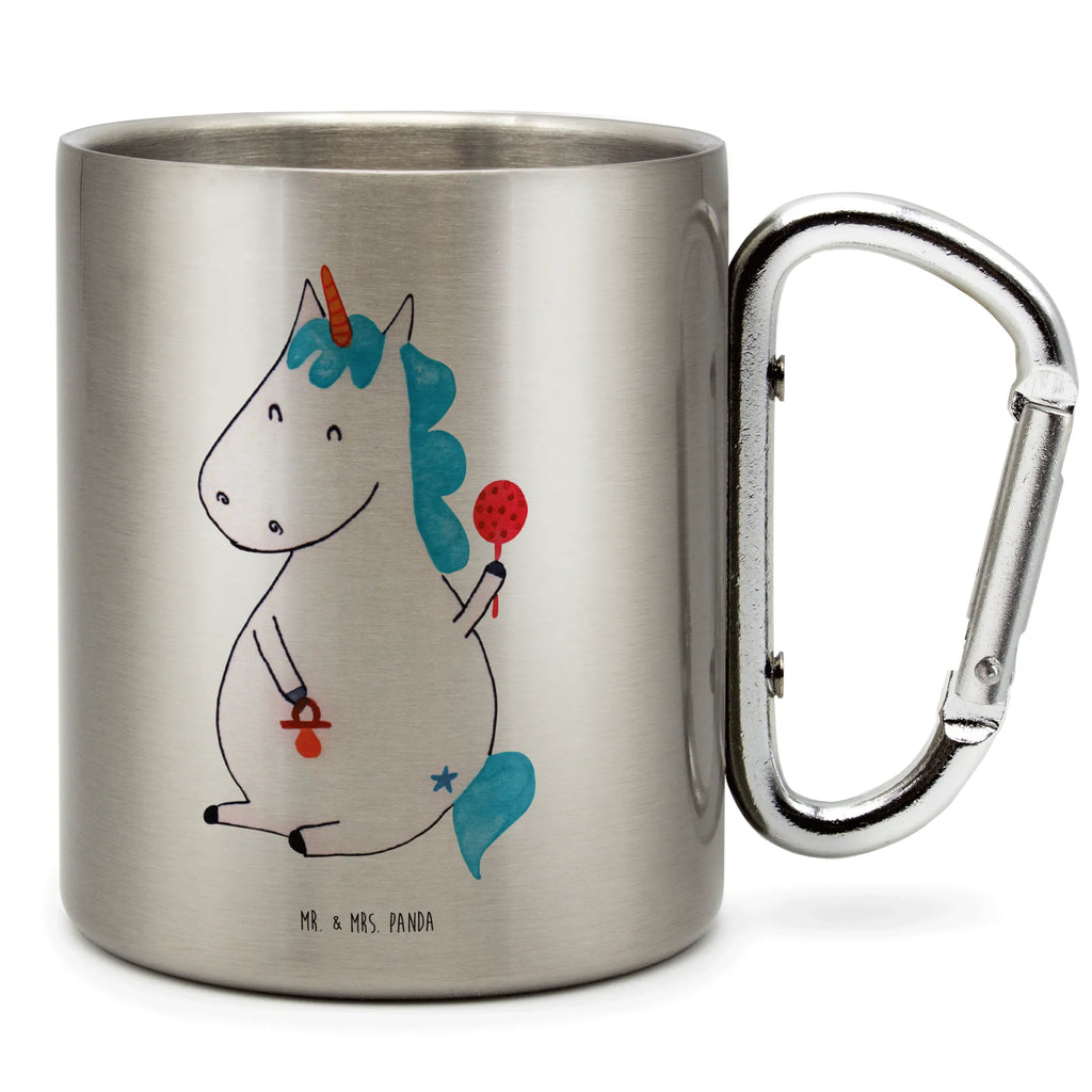 Edelstahlbecher Einhorn Baby Edelstahltasse, Karabiner, Edelstahlbecher, Outdoor, Camping, Tasse, Becher, Einhorn, Einhörner, Einhorn Deko, Pegasus, Unicorn, Mutter, Geburt, Geburtstag, erstes Kind, Baby, Babyglück, Nachwuchs, Eltern, Party, Kind, Schnuller