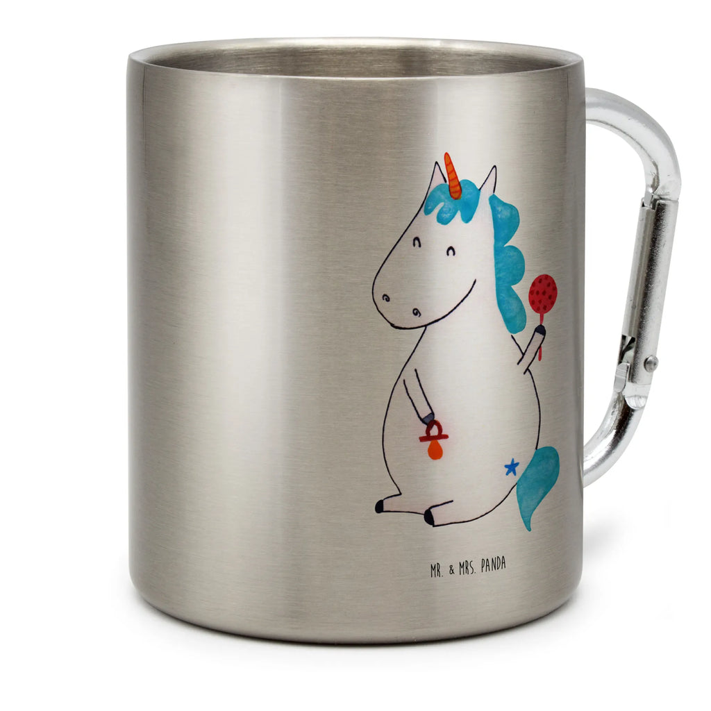 Edelstahlbecher Einhorn Baby Edelstahltasse, Karabiner, Edelstahlbecher, Outdoor, Camping, Tasse, Becher, Einhorn, Einhörner, Einhorn Deko, Pegasus, Unicorn, Mutter, Geburt, Geburtstag, erstes Kind, Baby, Babyglück, Nachwuchs, Eltern, Party, Kind, Schnuller