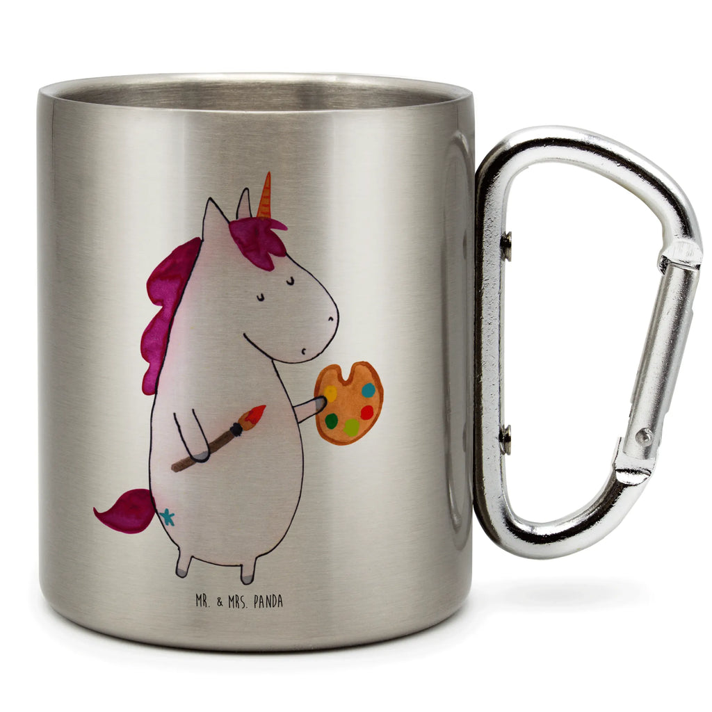 Edelstahlbecher Einhorn Künstler Edelstahltasse, Karabiner, Edelstahlbecher, Outdoor, Camping, Tasse, Becher, Einhorn, Einhörner, Einhorn Deko, Unicorn, Englisch, Künstler, Artist, Malen, Zeichnen, Welt, Farbe, Stift, Pinsel, Geschenk, Maler