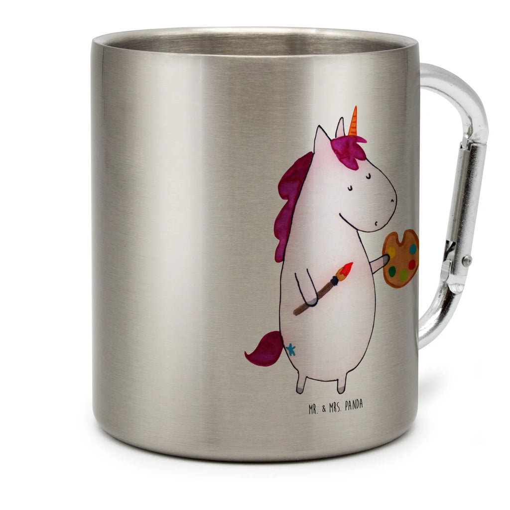 Edelstahlbecher Einhorn Künstler Edelstahltasse, Karabiner, Edelstahlbecher, Outdoor, Camping, Tasse, Becher, Einhorn, Einhörner, Einhorn Deko, Unicorn, Englisch, Künstler, Artist, Malen, Zeichnen, Welt, Farbe, Stift, Pinsel, Geschenk, Maler