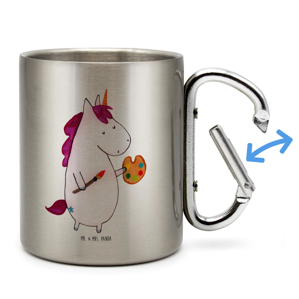 Edelstahlbecher Einhorn Künstler Edelstahltasse, Karabiner, Edelstahlbecher, Outdoor, Camping, Tasse, Becher, Einhorn, Einhörner, Einhorn Deko, Unicorn, Englisch, Künstler, Artist, Malen, Zeichnen, Welt, Farbe, Stift, Pinsel, Geschenk, Maler