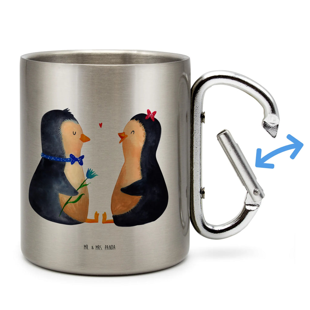 Edelstahlbecher Pinguin Pärchen Edelstahltasse, Karabiner, Edelstahlbecher, Outdoor, Camping, Tasse, Becher, Pinguin, Pinguine, Liebe, Liebespaar, Liebesbeweis, Liebesgeschenk, Verlobung, Jahrestag, Hochzeitstag, Hochzeit, Hochzeitsgeschenk, große Liebe, Traumpaar