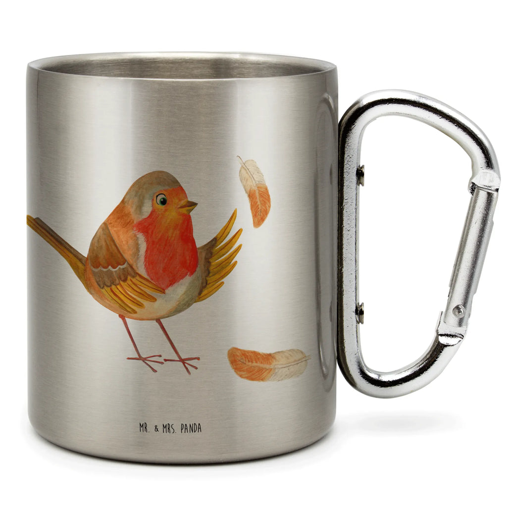 Edelstahlbecher Rotkehlchen mit Federn Edelstahltasse, Karabiner, Edelstahlbecher, Outdoor, Camping, Tasse, Becher, Tiermotive, Gute Laune, lustige Sprüche, Tiere, What if i fall, Rotkehlchen, Spruch Motivation, Spruch Mut, Vogel, Motivation Sprüche, Motivationsbilder, fliegen