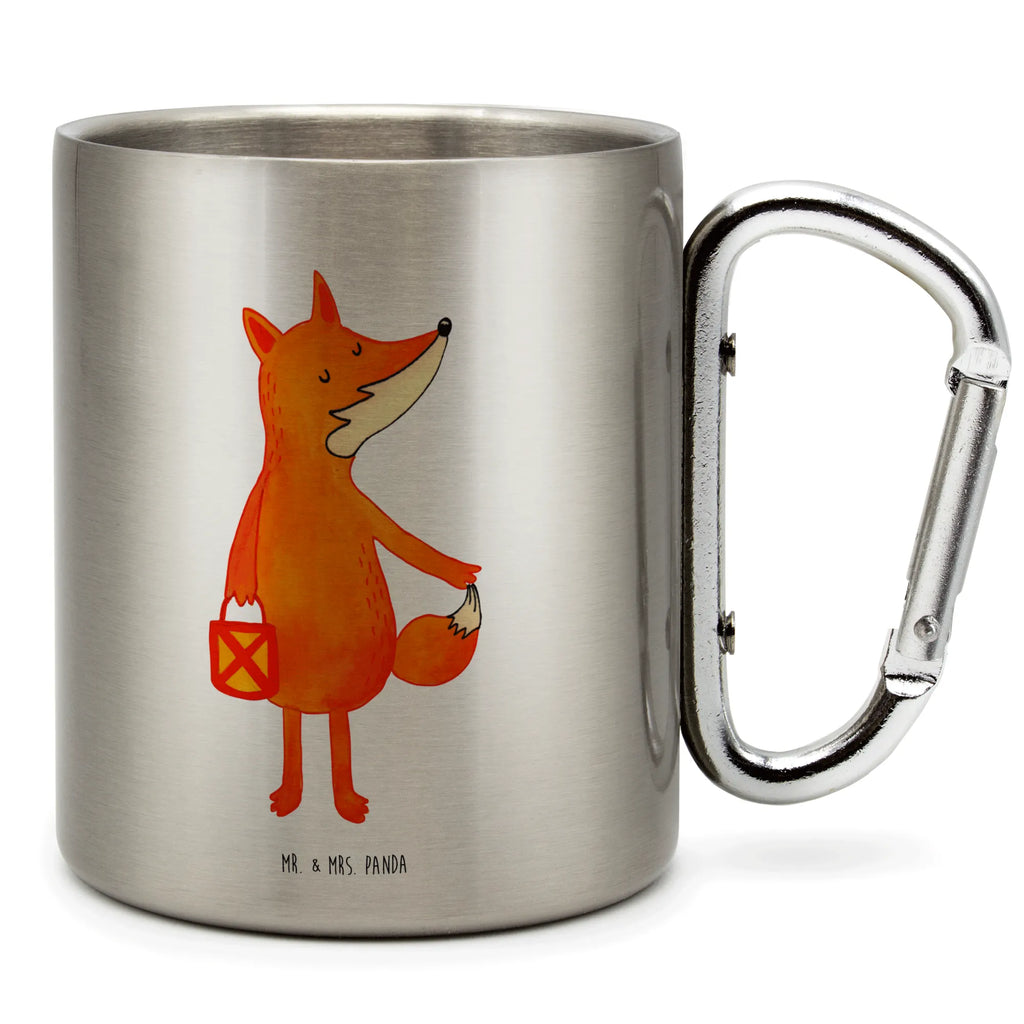 Edelstahlbecher Fuchs Laterne Edelstahltasse, Karabiner, Edelstahlbecher, Outdoor, Camping, Tasse, Becher, Fuchs, Füchse, Spruch trösten, Liebeskummer Spruch, Laterne, Sankt Martin, Laternenumzug, Aufmuntern, Cäsar Otto Hugo Flaischlen