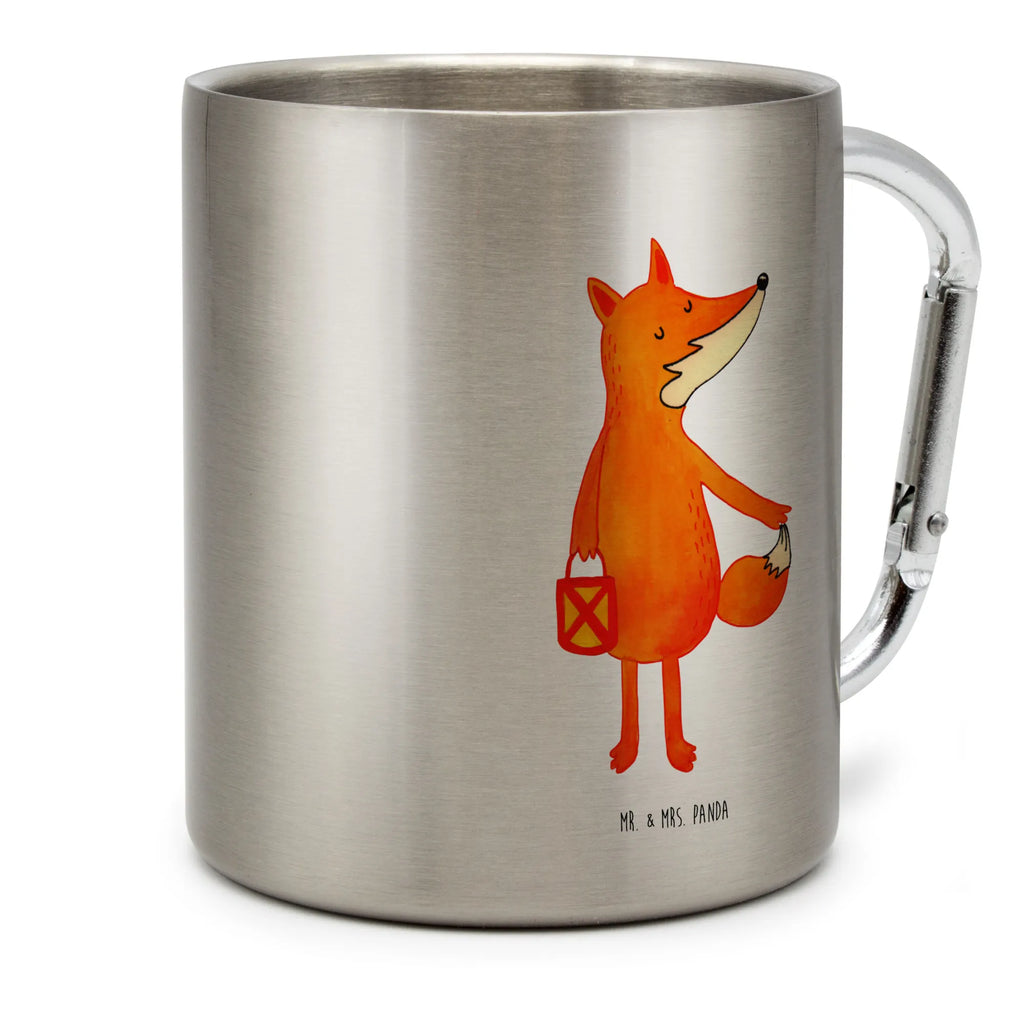 Edelstahlbecher Fuchs Laterne Edelstahltasse, Karabiner, Edelstahlbecher, Outdoor, Camping, Tasse, Becher, Fuchs, Füchse, Spruch trösten, Liebeskummer Spruch, Laterne, Sankt Martin, Laternenumzug, Aufmuntern, Cäsar Otto Hugo Flaischlen