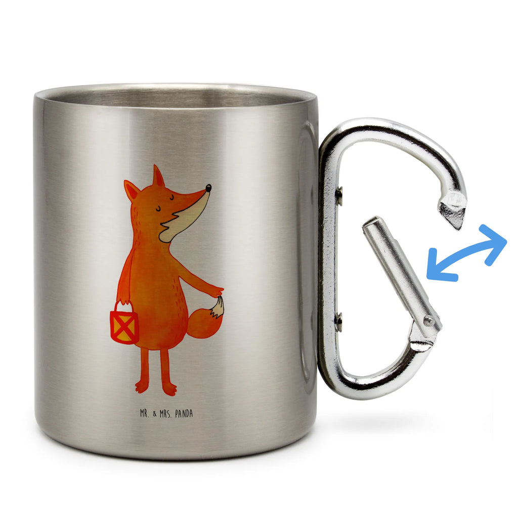 Edelstahlbecher Fuchs Laterne Edelstahltasse, Karabiner, Edelstahlbecher, Outdoor, Camping, Tasse, Becher, Fuchs, Füchse, Spruch trösten, Liebeskummer Spruch, Laterne, Sankt Martin, Laternenumzug, Aufmuntern, Cäsar Otto Hugo Flaischlen