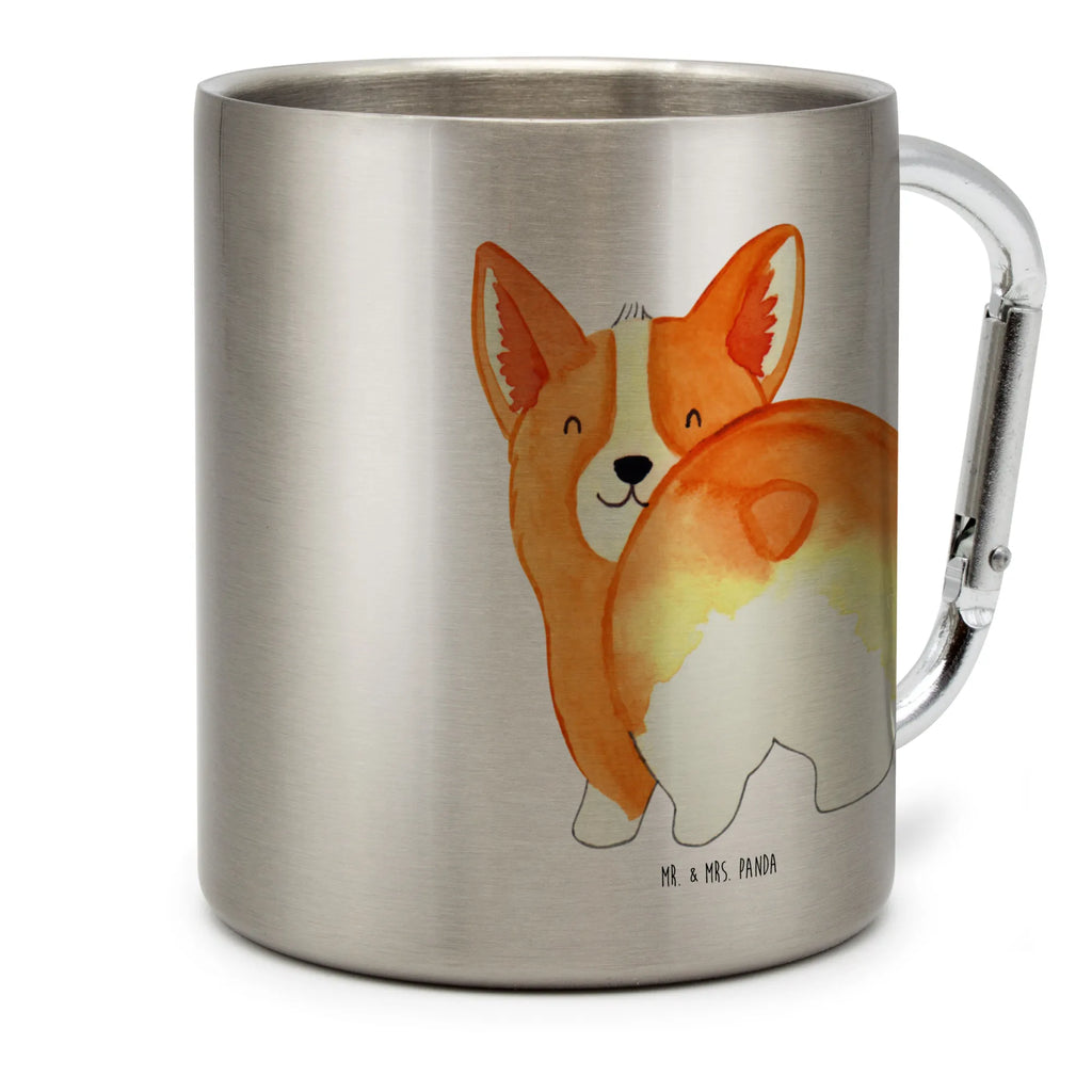 Edelstahlbecher Corgie Po Edelstahltasse, Karabiner, Edelstahlbecher, Outdoor, Camping, Tasse, Becher, Hund, Hundemotiv, Haustier, Hunderasse, Tierliebhaber, Hundebesitzer, Sprüche, Corgie, Hundeliebe, Motivation, Selbstliebe, Spruch