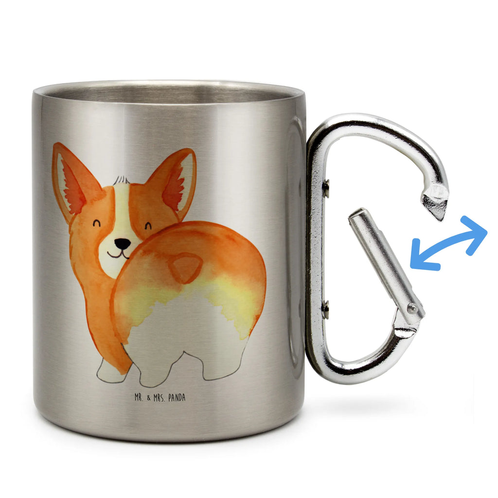 Edelstahlbecher Corgie Po Edelstahltasse, Karabiner, Edelstahlbecher, Outdoor, Camping, Tasse, Becher, Hund, Hundemotiv, Haustier, Hunderasse, Tierliebhaber, Hundebesitzer, Sprüche, Corgie, Hundeliebe, Motivation, Selbstliebe, Spruch