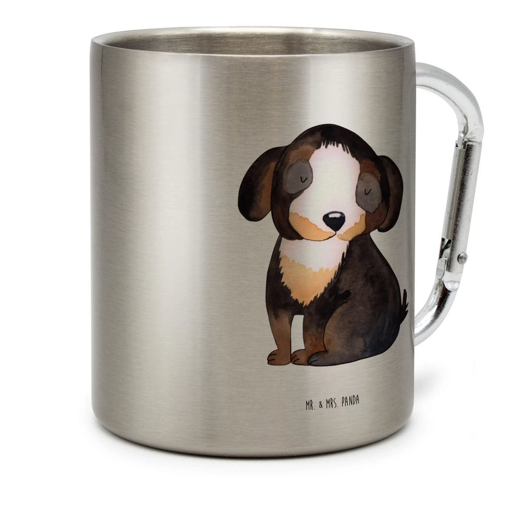 Edelstahlbecher Hund entspannt Edelstahltasse, Karabiner, Edelstahlbecher, Outdoor, Camping, Tasse, Becher, Hund, Hundemotiv, Haustier, Hunderasse, Tierliebhaber, Hundebesitzer, Sprüche, schwarzer Hund, Hundeliebe, Liebe, Hundeglück