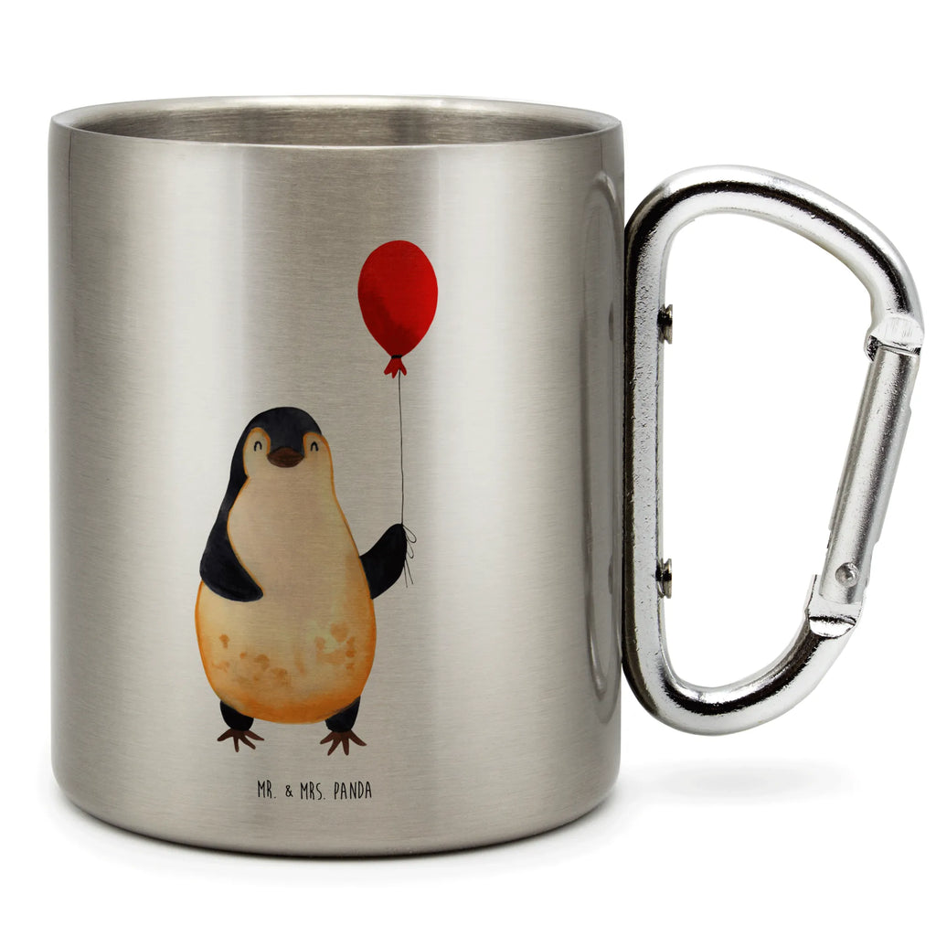 Edelstahlbecher Pinguin Luftballon Edelstahltasse, Karabiner, Edelstahlbecher, Outdoor, Camping, Tasse, Becher, Pinguin, Pinguine, Luftballon, Tagträume, Lebenslust, Geschenk Freundin, Geschenkidee, beste Freundin, Motivation, Neustart, neues Leben, Liebe, Glück