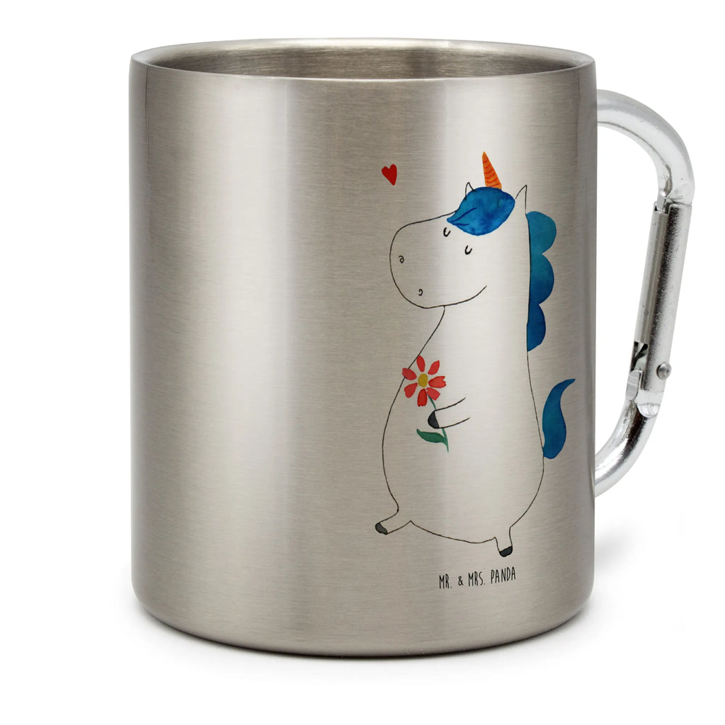 Edelstahlbecher Einhorn Spaziergang Edelstahltasse, Karabiner, Edelstahlbecher, Outdoor, Camping, Tasse, Becher, Einhorn, Einhörner, Einhorn Deko, Pegasus, Unicorn, Glitzer, Blumen, Spaziergang, Motivation, Gute Laune, Freude, Freundin, Mutter, Schwester