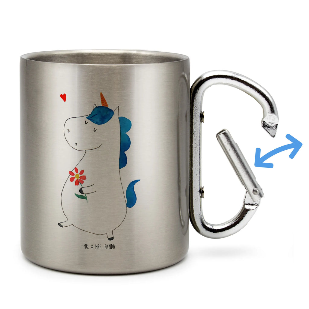 Edelstahlbecher Einhorn Spaziergang Edelstahltasse, Karabiner, Edelstahlbecher, Outdoor, Camping, Tasse, Becher, Einhorn, Einhörner, Einhorn Deko, Pegasus, Unicorn, Glitzer, Blumen, Spaziergang, Motivation, Gute Laune, Freude, Freundin, Mutter, Schwester