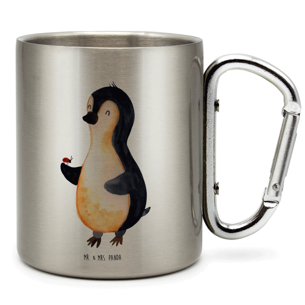 Edelstahlbecher Pinguin Marienkäfer Edelstahltasse, Karabiner, Edelstahlbecher, Outdoor, Camping, Tasse, Becher, Pinguin, Pinguine, Marienkäfer, Liebe, Wunder, Glück, Freude, Lebensfreude