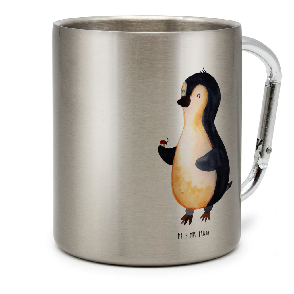 Edelstahlbecher Pinguin Marienkäfer Edelstahltasse, Karabiner, Edelstahlbecher, Outdoor, Camping, Tasse, Becher, Pinguin, Pinguine, Marienkäfer, Liebe, Wunder, Glück, Freude, Lebensfreude