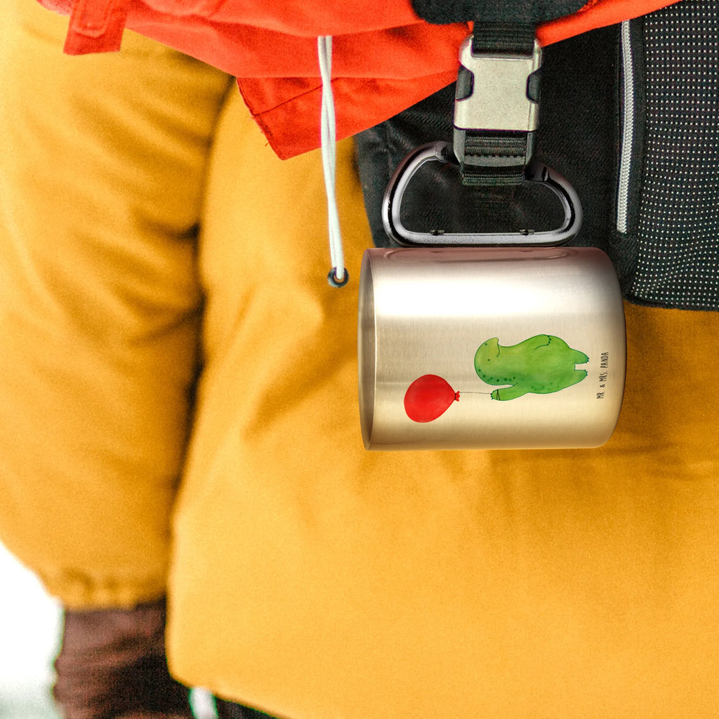 Edelstahlbecher Schildkröte Luftballon Edelstahltasse, Karabiner, Edelstahlbecher, Outdoor, Camping, Tasse, Becher, Schildkröte, Schildkröten, Mutausbruch, Motivation, Motivationsspruch