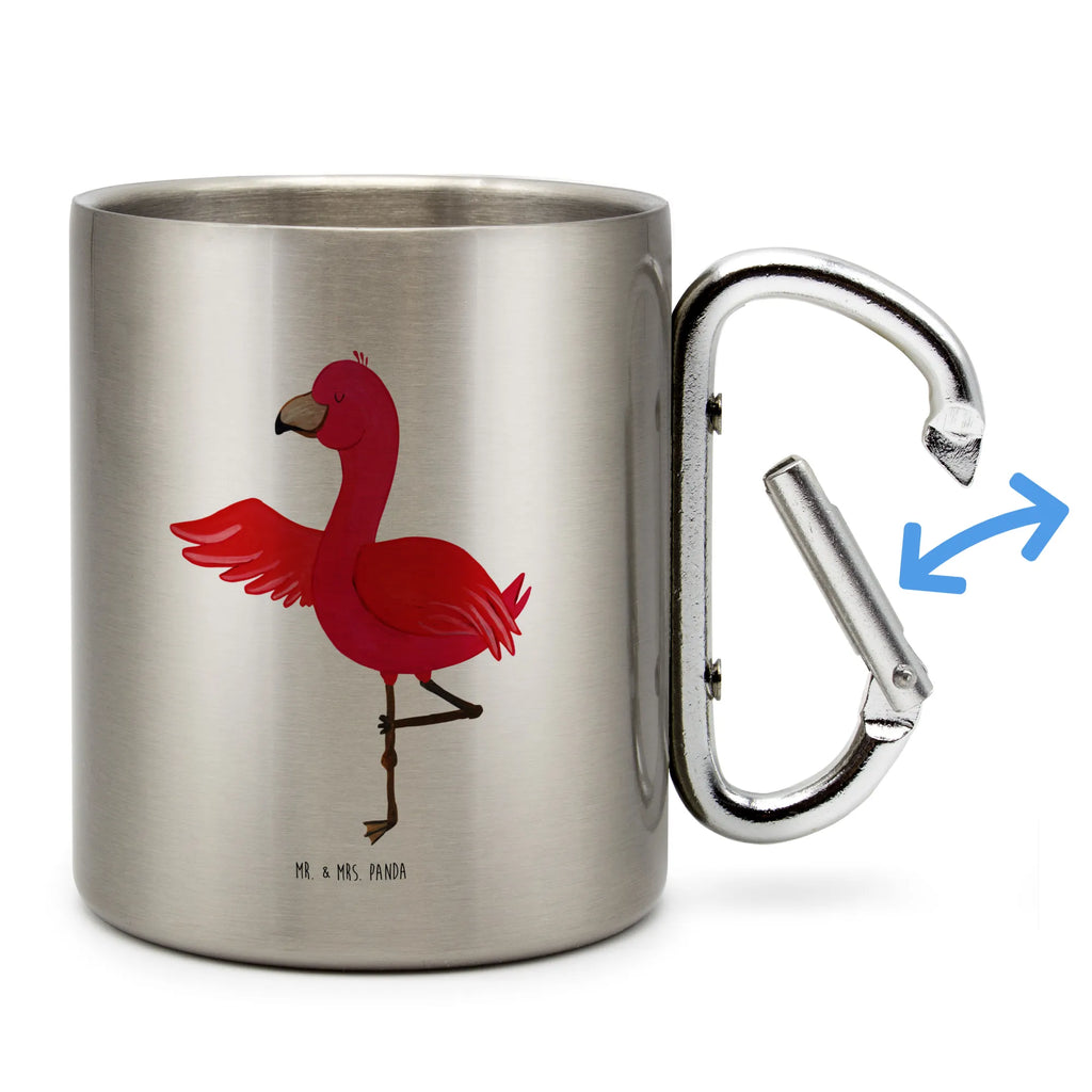 Edelstahlbecher Flamingo Yoga Edelstahltasse, Karabiner, Edelstahlbecher, Outdoor, Camping, Tasse, Becher, Flamingo, Vogel, Yoga, Namaste, Achtsamkeit, Yoga-Übung, Entspannung, Ärger, Aufregen, Tiefenentspannung