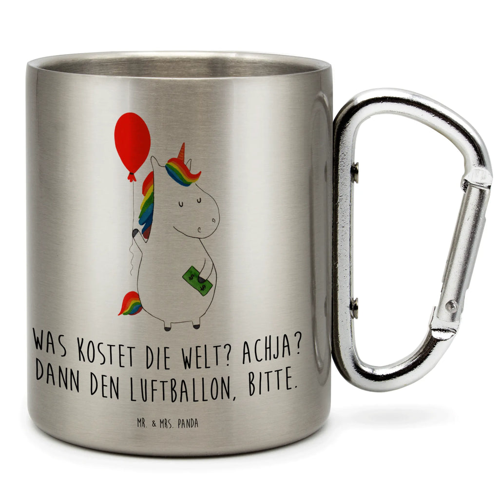 Edelstahlbecher Einhorn Luftballon Edelstahltasse, Karabiner, Edelstahlbecher, Outdoor, Camping, Tasse, Becher, Einhorn, Einhörner, Einhorn Deko, Pegasus, Unicorn, Luftballon, Geld, Lebenslust, Freude, Geschenk, Freundin