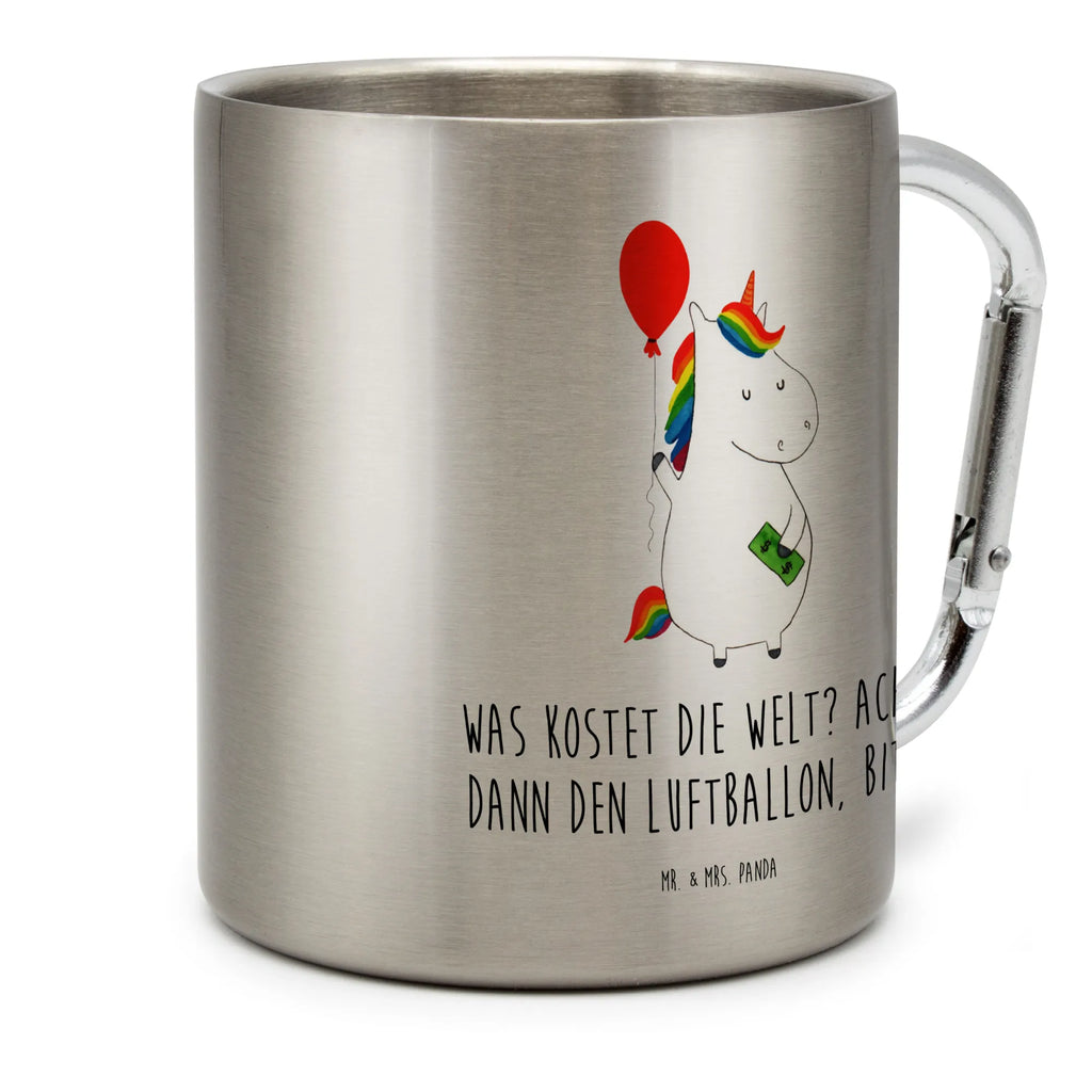 Edelstahlbecher Einhorn Luftballon Edelstahltasse, Karabiner, Edelstahlbecher, Outdoor, Camping, Tasse, Becher, Einhorn, Einhörner, Einhorn Deko, Pegasus, Unicorn, Luftballon, Geld, Lebenslust, Freude, Geschenk, Freundin