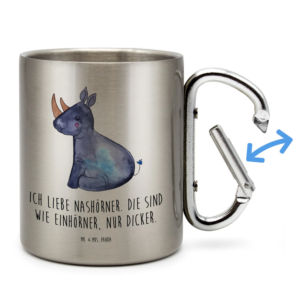 Edelstahlbecher Einhorn Nashorn Edelstahltasse, Karabiner, Edelstahlbecher, Outdoor, Camping, Tasse, Becher, Einhorn, Einhörner, Einhorn Deko, Pegasus, Unicorn, Regenbogen, witzig, lustig, Zoo, Glitzer, Einhornpower, Erwachsenwerden, Nashorn, Nashörner