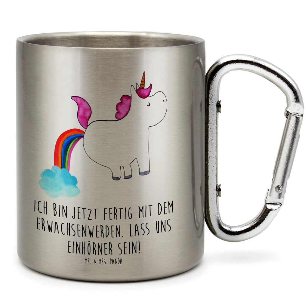 Edelstahlbecher Einhorn Pupsend Edelstahltasse, Karabiner, Edelstahlbecher, Outdoor, Camping, Tasse, Becher, Einhorn, Einhörner, Einhorn Deko, Unicorn, Pups, Regenbogen, Glitzer, Einhornpower, Erwachsenwerden, Spaß, lustig, Freundin