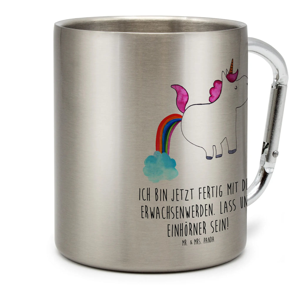 Edelstahlbecher Einhorn Pupsend Edelstahltasse, Karabiner, Edelstahlbecher, Outdoor, Camping, Tasse, Becher, Einhorn, Einhörner, Einhorn Deko, Unicorn, Pups, Regenbogen, Glitzer, Einhornpower, Erwachsenwerden, Spaß, lustig, Freundin