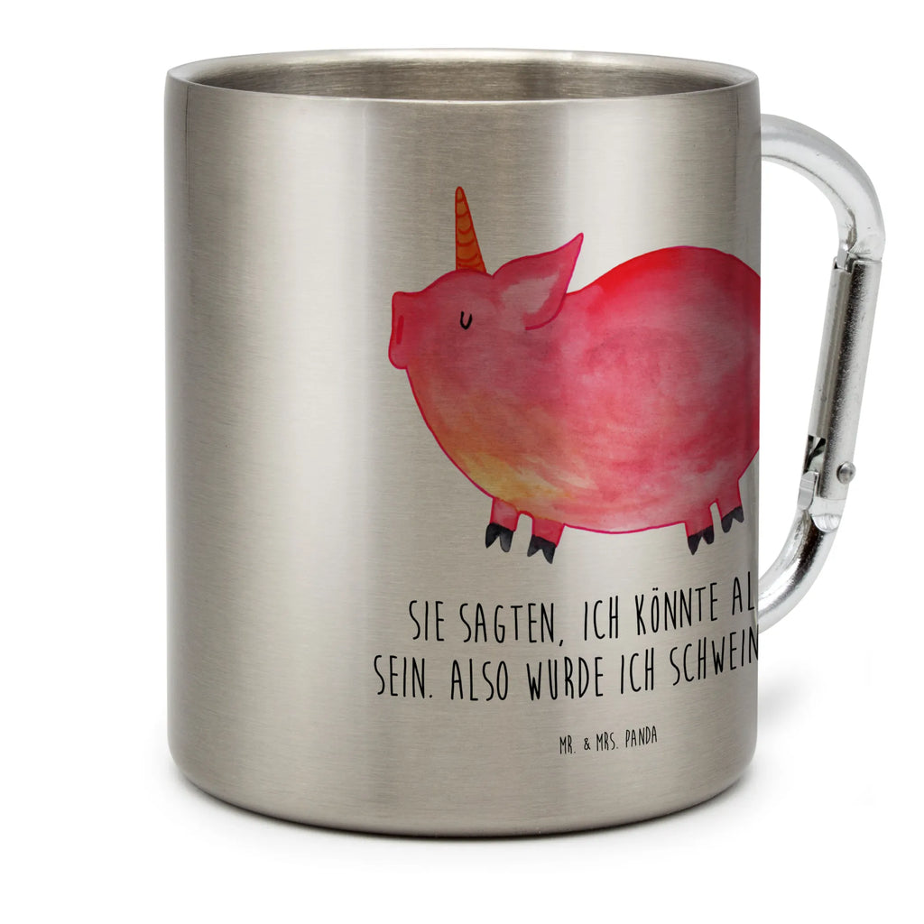 Edelstahlbecher Einhorn Schweinhorn Edelstahltasse, Karabiner, Edelstahlbecher, Outdoor, Camping, Tasse, Becher, Einhorn, Einhörner, Einhorn Deko, Pegasus, Unicorn, Party, Spaß, Schwein, Schweinhorn, Bauer, witzig. lustig, Spruch, geschenk, Pig, Piggy, funny, english, englisch