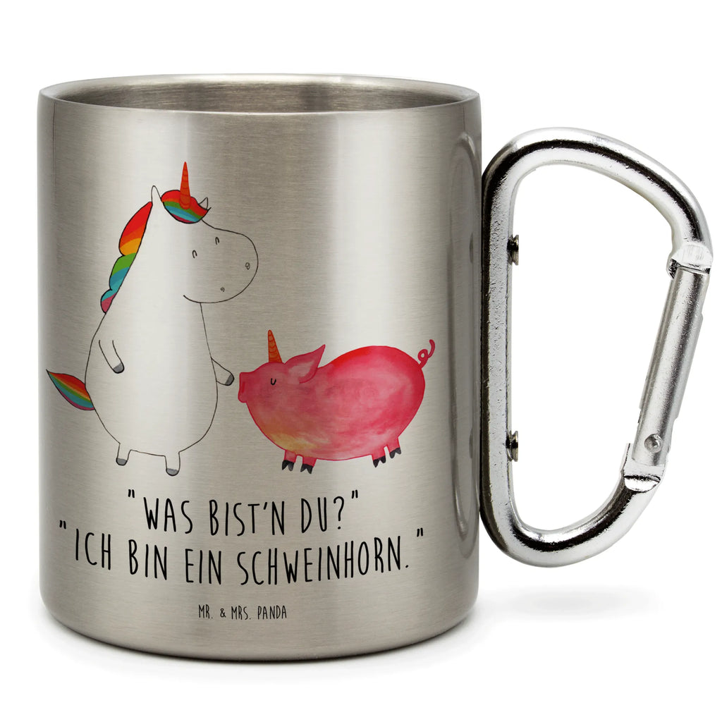 Edelstahlbecher Einhorn + Schweinhorn Edelstahltasse, Karabiner, Edelstahlbecher, Outdoor, Camping, Tasse, Becher, Einhorn, Einhörner, Einhorn Deko, Pegasus, Unicorn, Freundschaft, Schweinhorn, Schwein, Freundin, Schweinchen