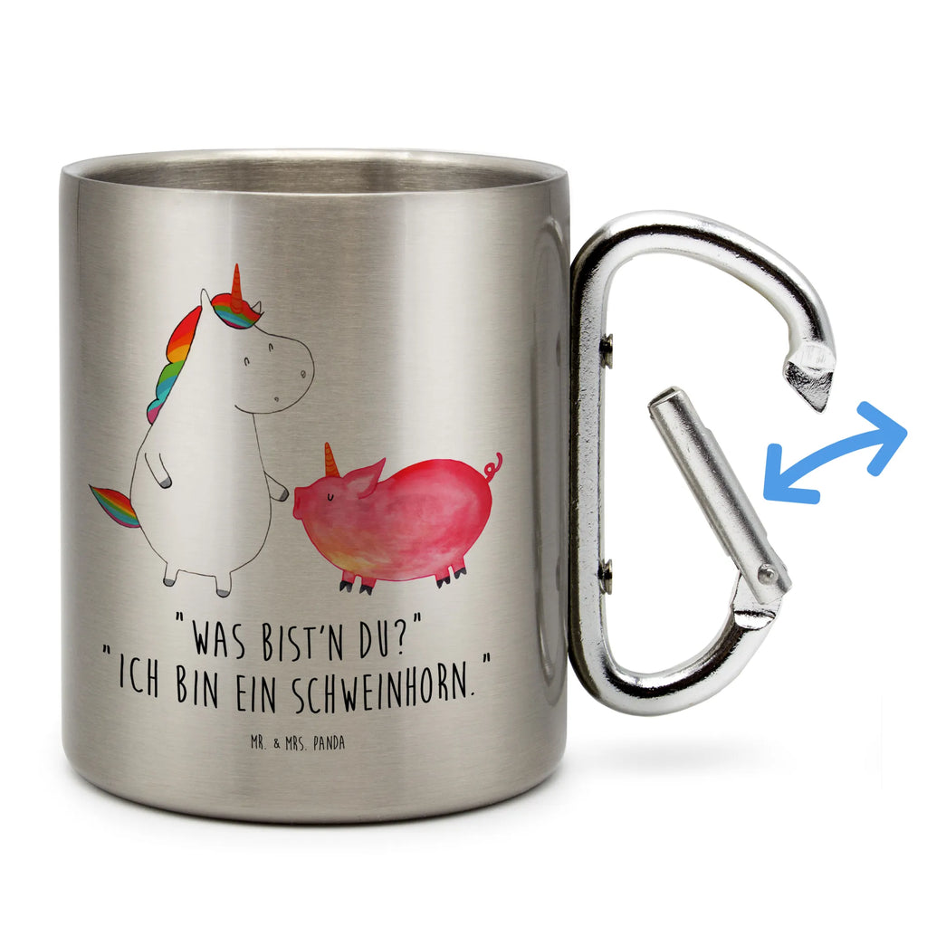 Edelstahlbecher Einhorn + Schweinhorn Edelstahltasse, Karabiner, Edelstahlbecher, Outdoor, Camping, Tasse, Becher, Einhorn, Einhörner, Einhorn Deko, Pegasus, Unicorn, Freundschaft, Schweinhorn, Schwein, Freundin, Schweinchen