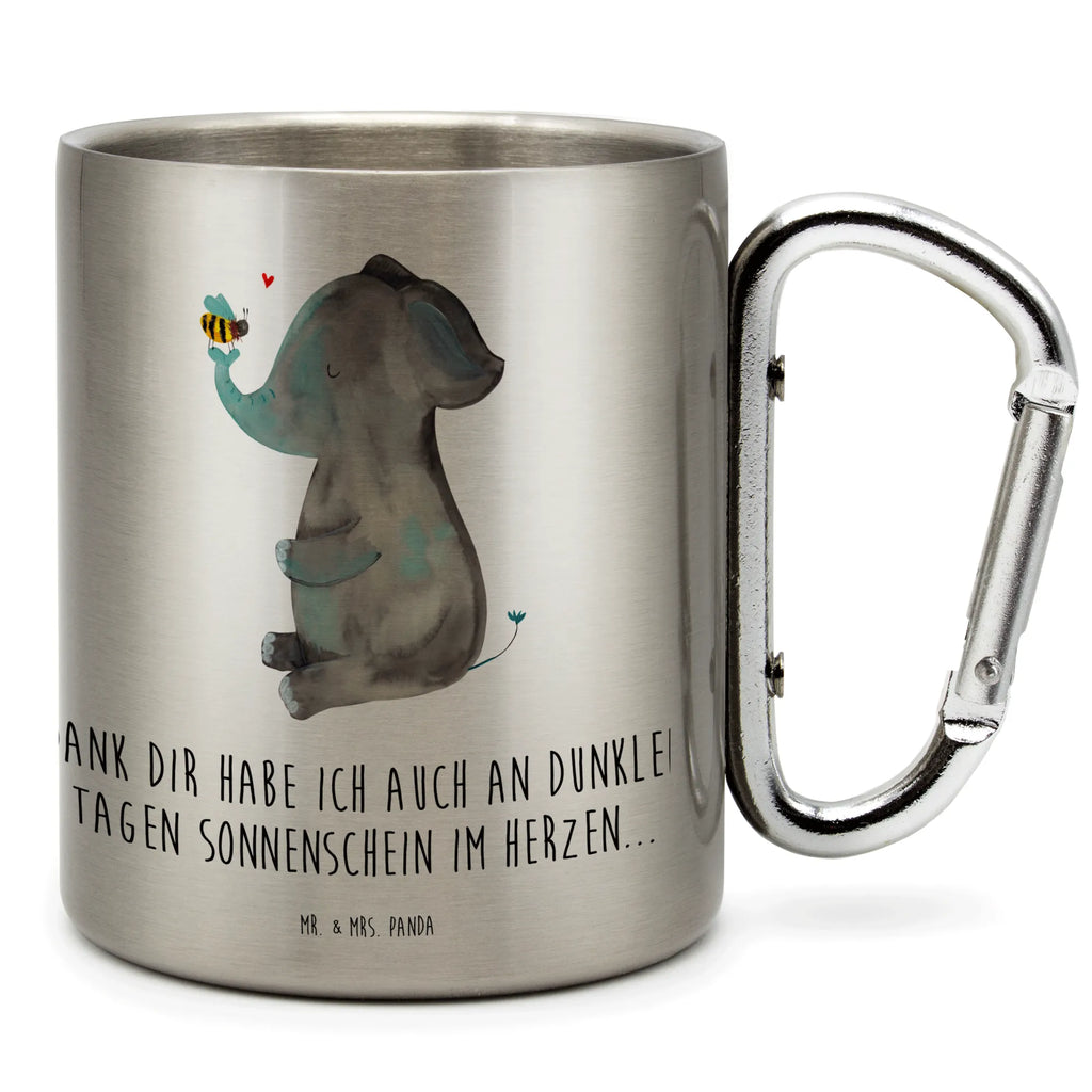 Edelstahlbecher Elefant & Biene Edelstahltasse, Karabiner, Edelstahlbecher, Outdoor, Camping, Tasse, Becher, Tiermotive, Gute Laune, lustige Sprüche, Tiere, Elefant, Biene, Liebe, Liebesbeweis, Jahrestag, Liebesgeschenk, Heiratsantrag, Hochzeitsgeschenk, Liebesspruch