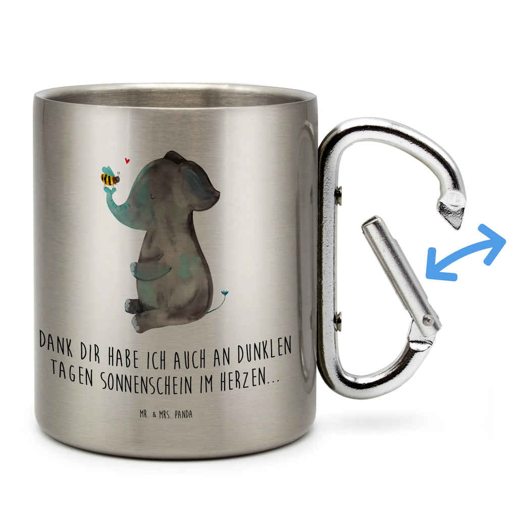 Edelstahlbecher Elefant & Biene Edelstahltasse, Karabiner, Edelstahlbecher, Outdoor, Camping, Tasse, Becher, Tiermotive, Gute Laune, lustige Sprüche, Tiere, Elefant, Biene, Liebe, Liebesbeweis, Jahrestag, Liebesgeschenk, Heiratsantrag, Hochzeitsgeschenk, Liebesspruch