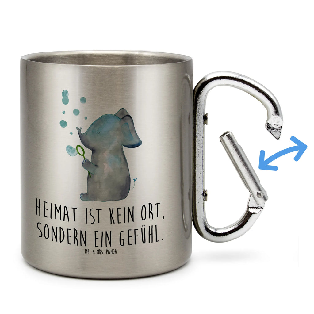 Edelstahlbecher Elefant Seifenblasen Edelstahltasse, Karabiner, Edelstahlbecher, Outdoor, Camping, Tasse, Becher, Tiermotive, Gute Laune, lustige Sprüche, Tiere, Elefant, Elefanten, Dickhäuter, Rüsseltier, Seifenblasen, Liebe, Heimat, Gefühl. Daheim, Liebesbeweis, Liebesspruch