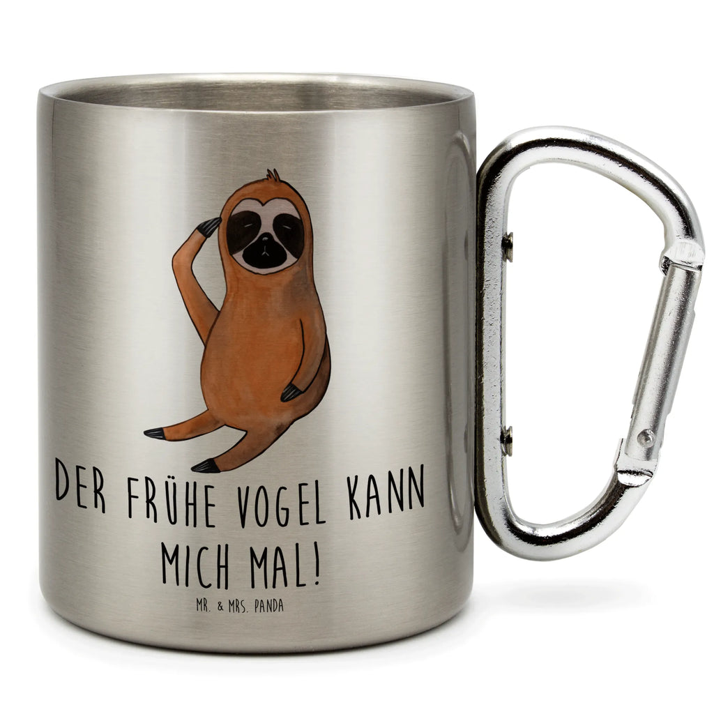 Edelstahlbecher Faultier Vogel zeigen Edelstahltasse, Karabiner, Edelstahlbecher, Outdoor, Camping, Tasse, Becher, Faultier, Faultier Geschenk, Faultier Deko, Faultiere, faul, Lieblingstier, Spinner, früher Vogel, der frühe Vogel, Frühaufsteher, Morgenmuffel, Vogel, Faultierwelt