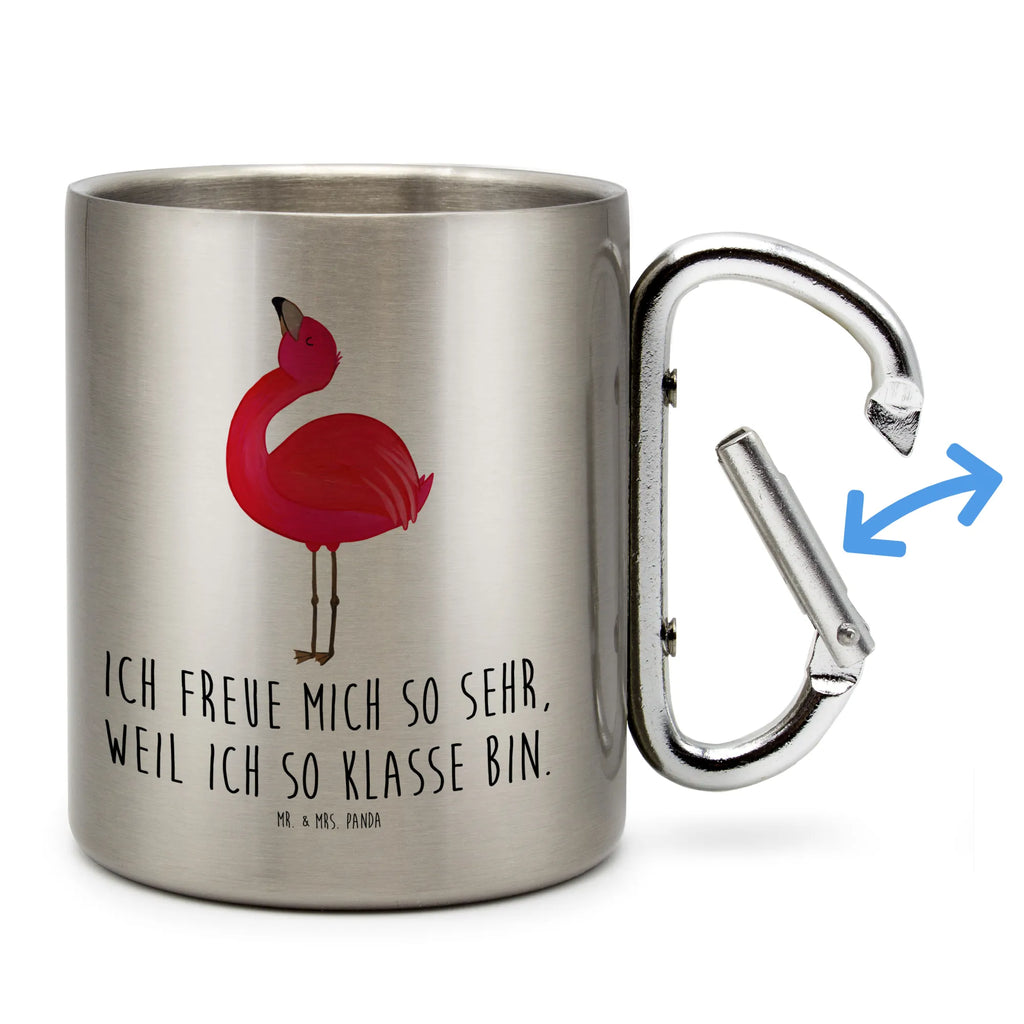 Edelstahlbecher Flamingo stolz Edelstahltasse, Karabiner, Edelstahlbecher, Outdoor, Camping, Tasse, Becher, Flamingo, stolz, Freude, Selbstliebe, Selbstakzeptanz, Freundin, beste Freundin, Tochter, Mama, Schwester