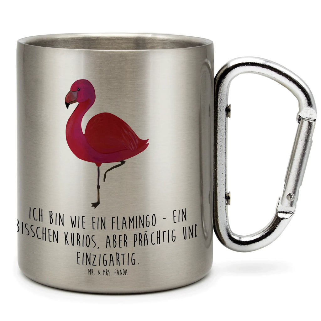 Edelstahlbecher Flamingo classic Edelstahltasse, Karabiner, Edelstahlbecher, Outdoor, Camping, Tasse, Becher, Flamingo, Einzigartig, Selbstliebe, Stolz, ich, für mich, Spruch, Freundin, Freundinnen, Außenseiter, Sohn, Tochter, Geschwister