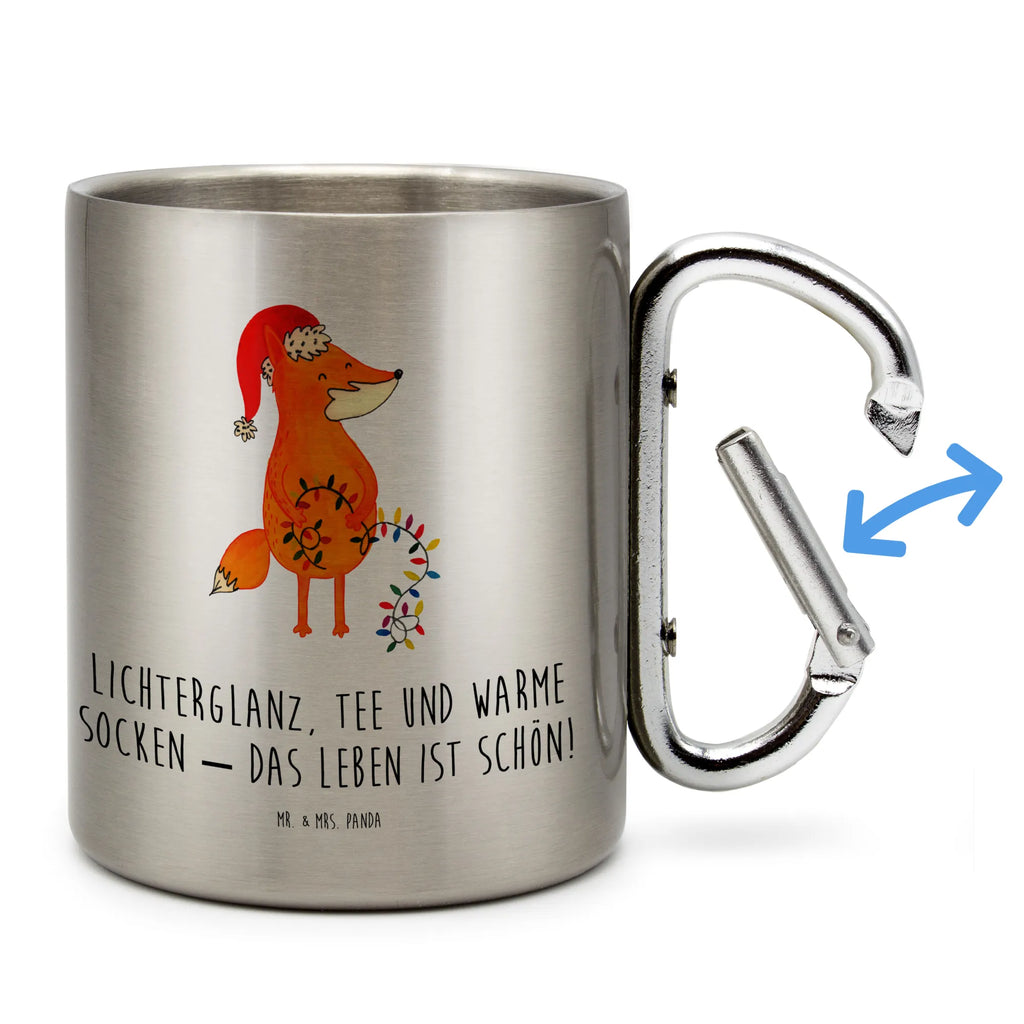 Edelstahlbecher Fuchs Weihnachten Edelstahltasse, Karabiner, Edelstahlbecher, Outdoor, Camping, Tasse, Becher, Winter, Weihnachten, Weihnachtsdeko, Nikolaus, Advent, Heiligabend, Wintermotiv, Fuchs, Füchse, Spruch schön, Geschenk Weihnachten, Weihnachtsmann, Weihnachtszeit