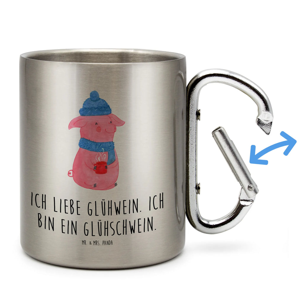 Edelstahlbecher Glühschwein Edelstahltasse, Karabiner, Edelstahlbecher, Outdoor, Camping, Tasse, Becher, Winter, Weihnachten, Weihnachtsdeko, Nikolaus, Advent, Heiligabend, Wintermotiv, Glühschwein, Glühwein, Weihnachtsmarkt, Punsch