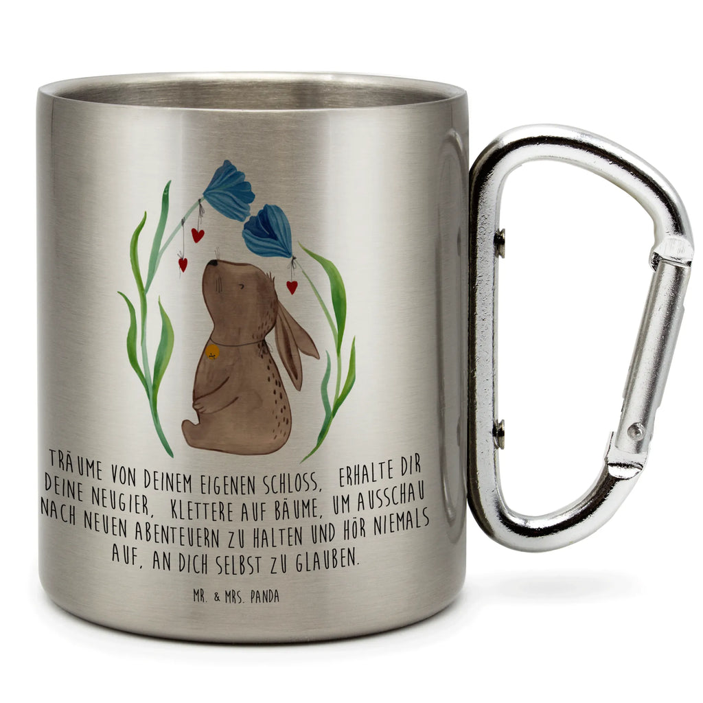 Edelstahlbecher Hase Blume Edelstahltasse, Karabiner, Edelstahlbecher, Outdoor, Camping, Tasse, Becher, Ostern, Osterhase, Ostergeschenke, Osternest, Osterdeko, Geschenke zu Ostern, Ostern Geschenk, Ostergeschenke Kinder, Ostern Kinder, Hase, Kaninchen, Kind, Taufe, Taufgeschenk, Geburt, Schwangerschaft, erstes Kind, Kindergeburtstag, Geburtstag, Hoffnung, Träume