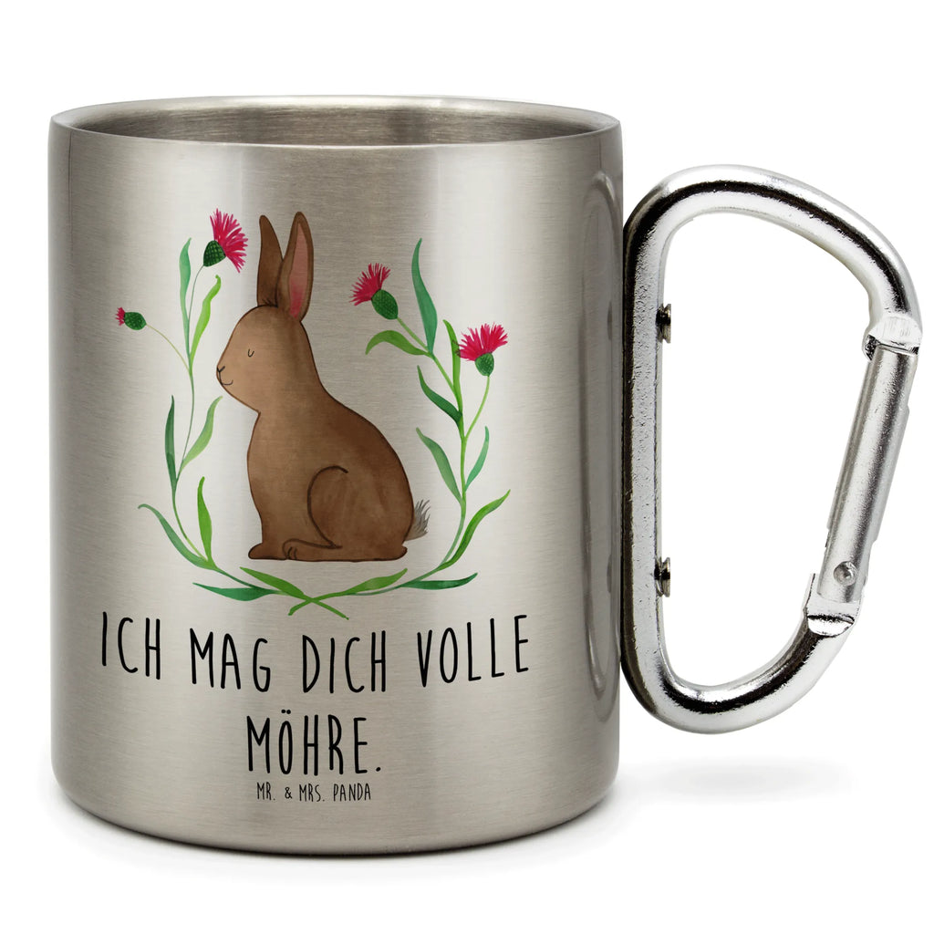 Edelstahlbecher Hase sitzend Edelstahltasse, Karabiner, Edelstahlbecher, Outdoor, Camping, Tasse, Becher, Ostern, Osterhase, Ostergeschenke, Osternest, Osterdeko, Geschenke zu Ostern, Ostern Geschenk, Ostergeschenke Kinder, Ostern Kinder, Frohe Ostern, Ostergrüße, Osterblume, Liebe, Grüße, Hase, Kaninchen