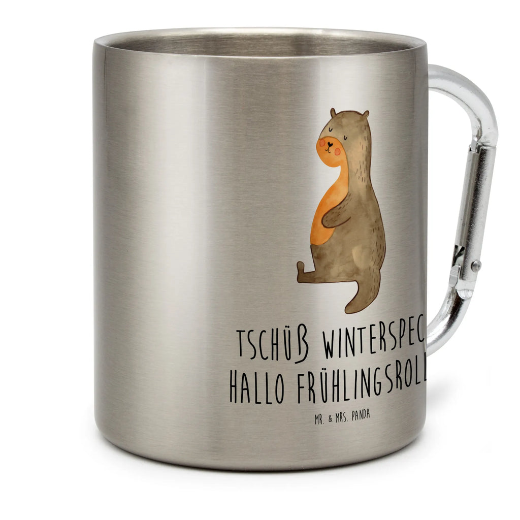 Edelstahlbecher Otter Bauch Edelstahltasse, Karabiner, Edelstahlbecher, Outdoor, Camping, Tasse, Becher, Otter, Fischotter, Seeotter, Otter Seeotter See Otter