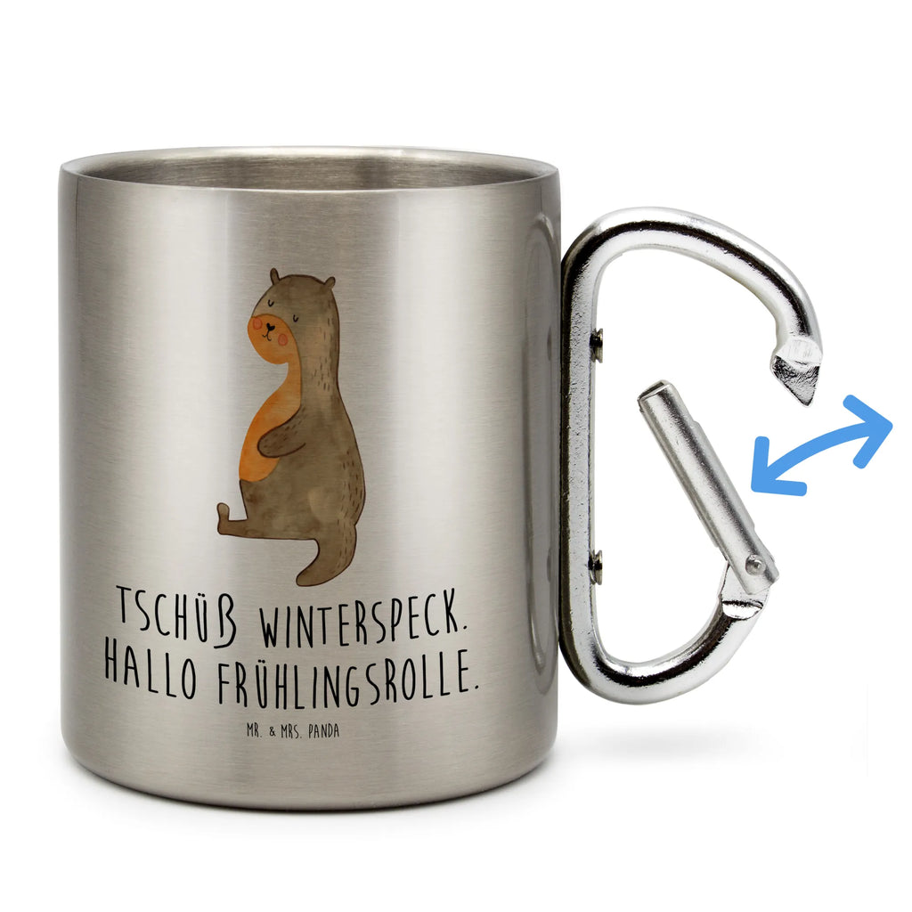 Edelstahlbecher Otter Bauch Edelstahltasse, Karabiner, Edelstahlbecher, Outdoor, Camping, Tasse, Becher, Otter, Fischotter, Seeotter, Otter Seeotter See Otter