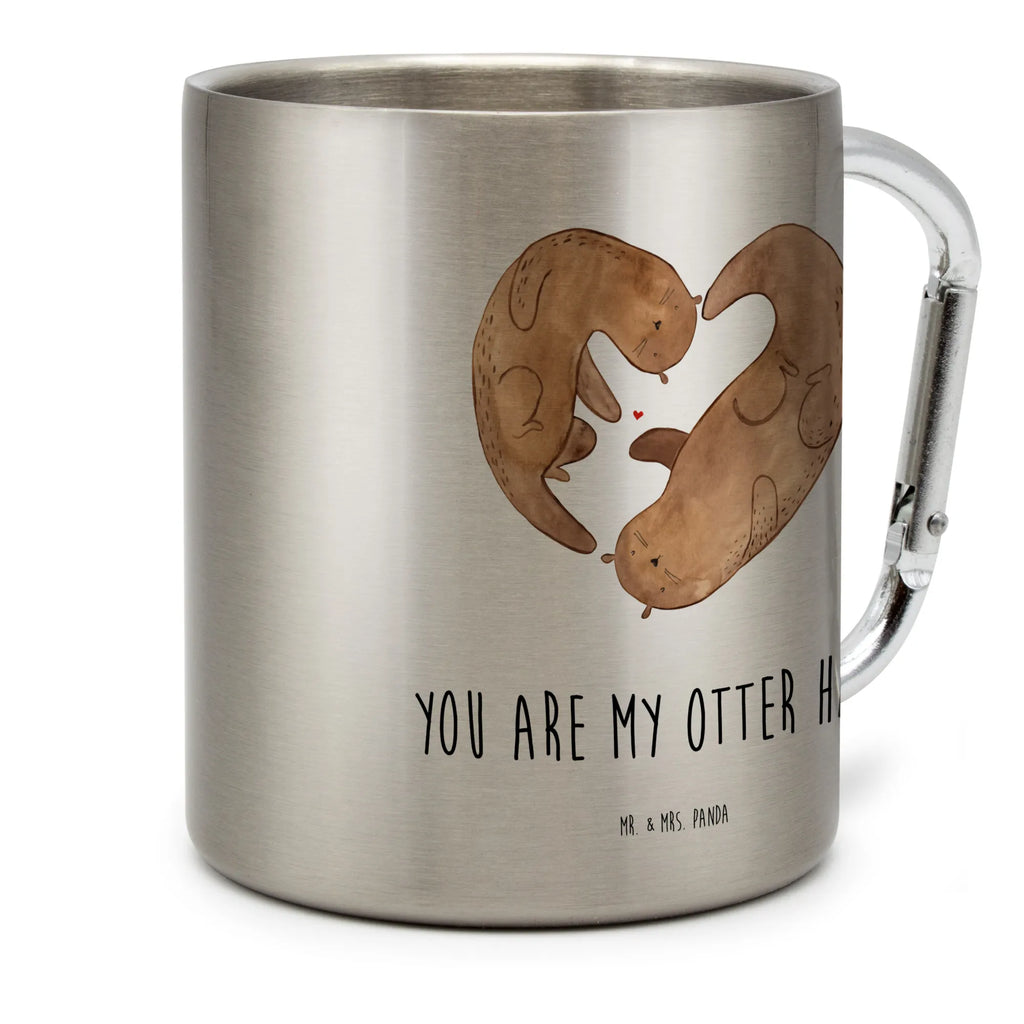 Edelstahlbecher Otter Herz Edelstahltasse, Karabiner, Edelstahlbecher, Outdoor, Camping, Tasse, Becher, Otter, Fischotter, Seeotter, Liebe, Herz, Liebesbeweis, Liebesgeschenk, Bessere Hälfte, Love you, Jahrestag, Hochzeitstag, Verlobung, gemeinsames Leben