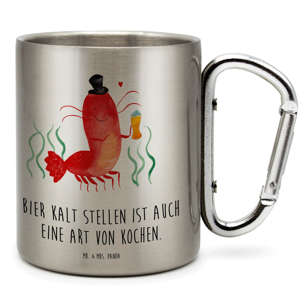 Edelstahlbecher Hummer mit Weizen Edelstahltasse, Karabiner, Edelstahlbecher, Outdoor, Camping, Tasse, Becher, Meerestiere, Meer, Urlaub, Garnele, Garnelen, Bier, Kochen, Männerhaushalt, Junggeselle, Junggesellin, Bierliebhaber, Kneipe, Gasthaus, Wirtschaft