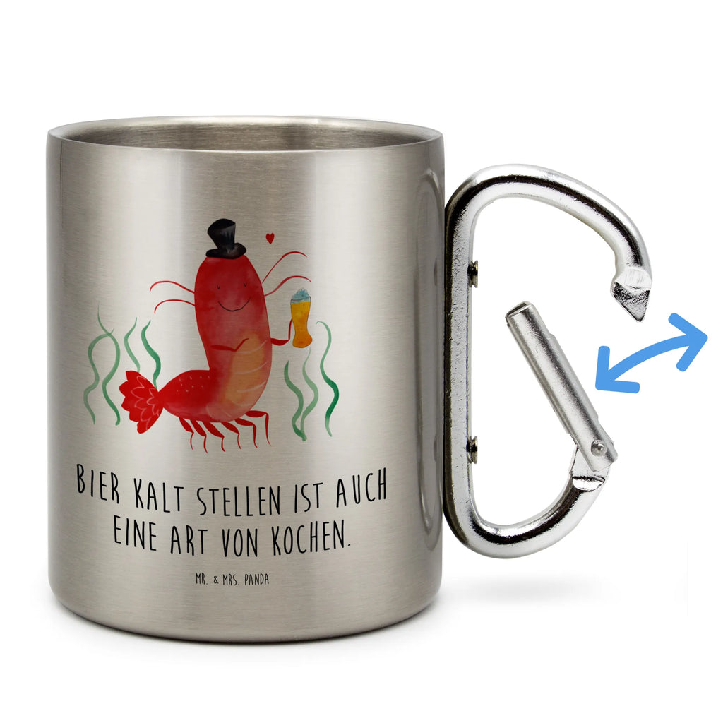 Edelstahlbecher Hummer mit Weizen Edelstahltasse, Karabiner, Edelstahlbecher, Outdoor, Camping, Tasse, Becher, Meerestiere, Meer, Urlaub, Garnele, Garnelen, Bier, Kochen, Männerhaushalt, Junggeselle, Junggesellin, Bierliebhaber, Kneipe, Gasthaus, Wirtschaft