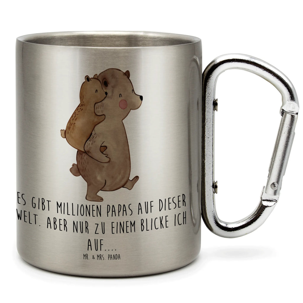 Edelstahlbecher Papa Bär Edelstahltasse, Karabiner, Edelstahlbecher, Outdoor, Camping, Tasse, Becher, Familie, Vatertag, Muttertag, Bruder, Schwester, Mama, Papa, Oma, Opa, Geschenk, Vater, Papi, Vati, Onkel, Geburtstag