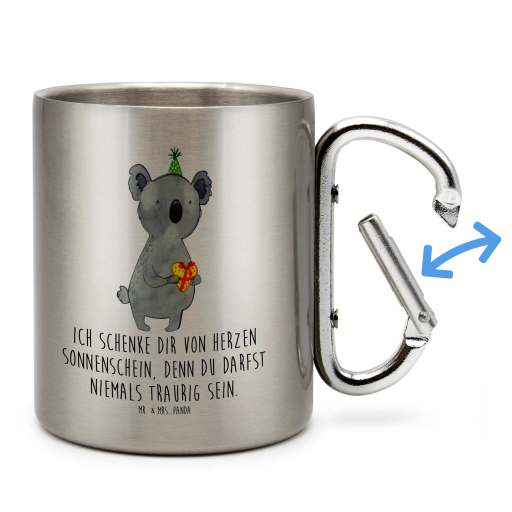 Edelstahlbecher Koala Geschenk Edelstahltasse, Karabiner, Edelstahlbecher, Outdoor, Camping, Tasse, Becher, Koala, Koalabär, Geschenk, Geburtstag, Party