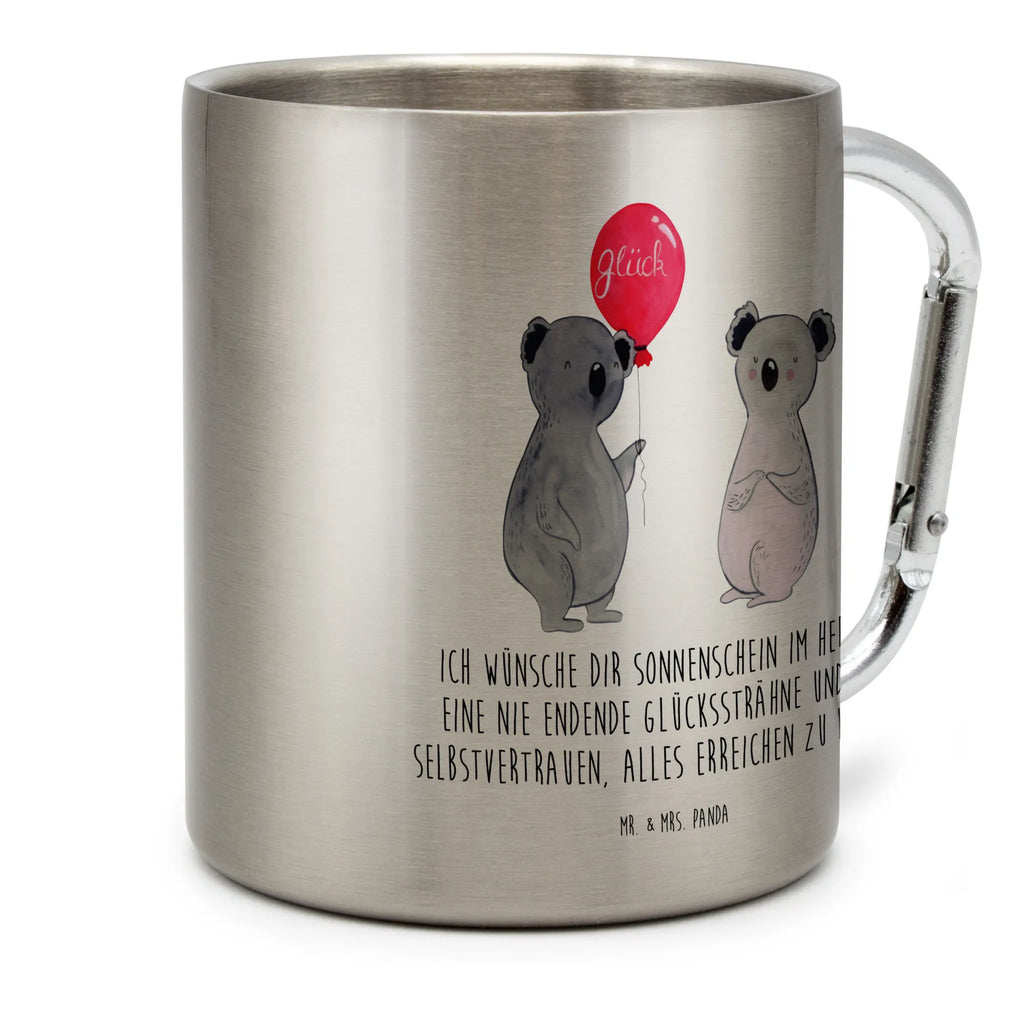 Edelstahlbecher Koala Luftballon Edelstahltasse, Karabiner, Edelstahlbecher, Outdoor, Camping, Tasse, Becher, Koala, Koalabär, Luftballon, Party, Geburtstag, Geschenk