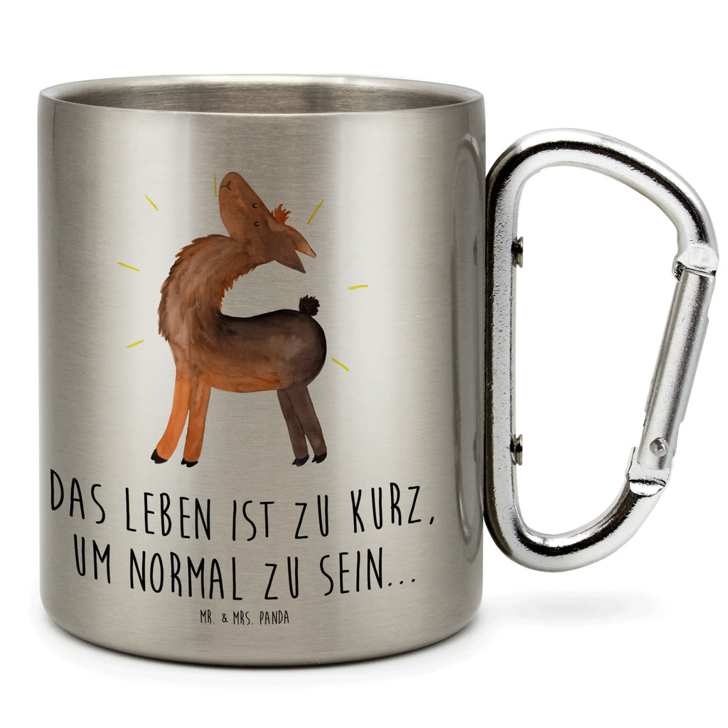 Edelstahlbecher Lama stolz Edelstahltasse, Karabiner, Edelstahlbecher, Outdoor, Camping, Tasse, Becher, Lama, Alpaka, Lamas, Außenseiter, Anders, Neustart, stolz, Hippie, Freundin, Freundinnen, beste Freundin, Kumpel, Familie, Family