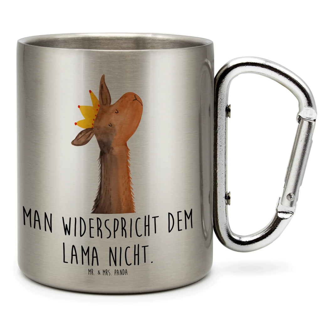 Edelstahlbecher Lamakopf König Edelstahltasse, Karabiner, Edelstahlbecher, Outdoor, Camping, Tasse, Becher, Lama, Alpaka, Lamas, König, Königin, Freundin, Mama, Papa, Büro Kollege, Kollegin, Chef, Vorgesetzter, Abi, Abitur